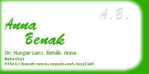 anna benak business card